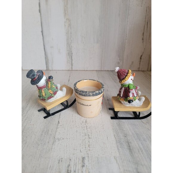 Snowman sleigh set tealight candle xmas figure decor snow - Picture 4 of 5